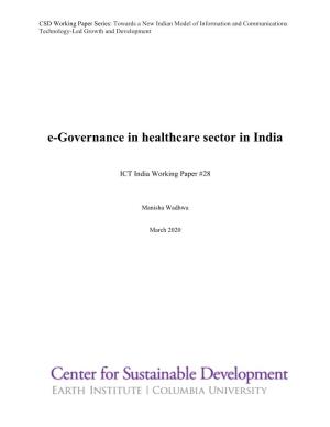 E-Governance in Healthcare Sector in India
