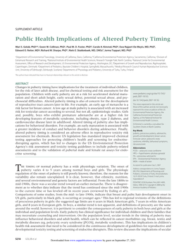 Public Health Implications of Altered Puberty Timing