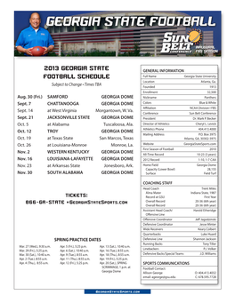 2013 Georgia State Football Schedule