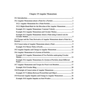 Chapter 19 Angular Momentum