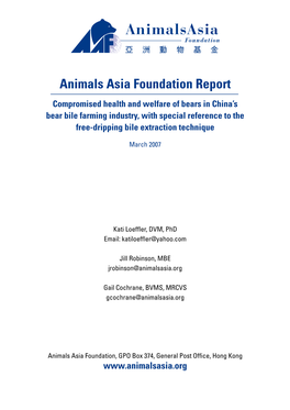 Animals Asia Foundation Report