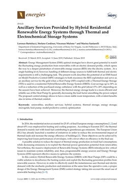 Ancillary Services Provided by Hybrid Residential Renewable Energy Systems Through Thermal and Electrochemical Storage Systems
