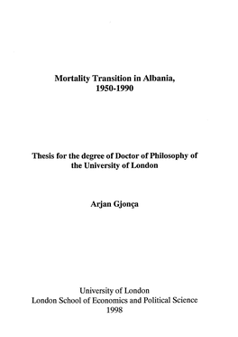 Mortality Transition in Albania: 1950-1990