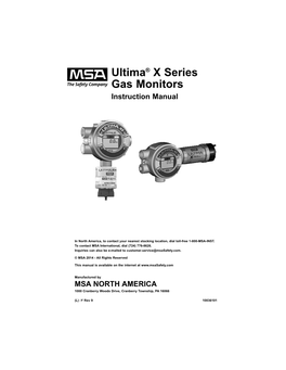 Instruction Manual: Ultima X Series Gas Monitors