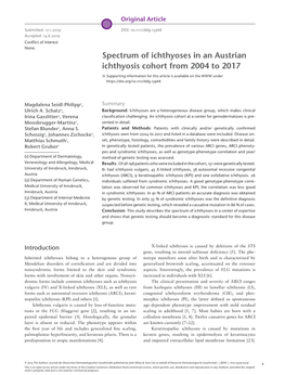 Spectrum of Ichthyoses in an Austrian Ichthyosis Cohort from 2004 to 2017