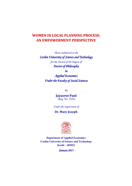 Women in Local Planning Process: an Empowerment Perspective