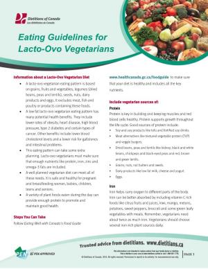 Eating Guidelines for Lacto-Ovo Vegetarians