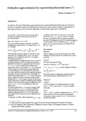 Chebyshev Approximation by Exponential-Polynomial Sums (*)