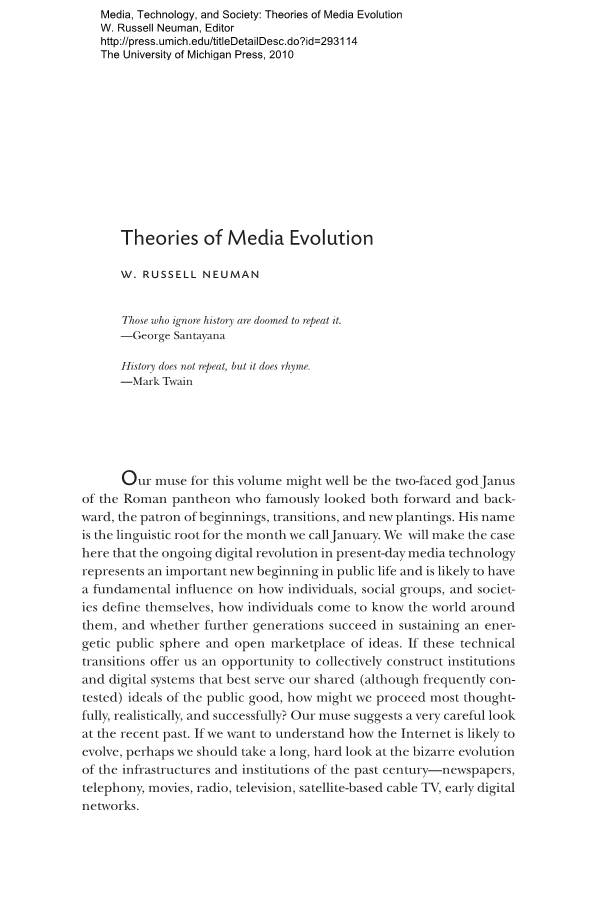 Theories of Media Evolution W