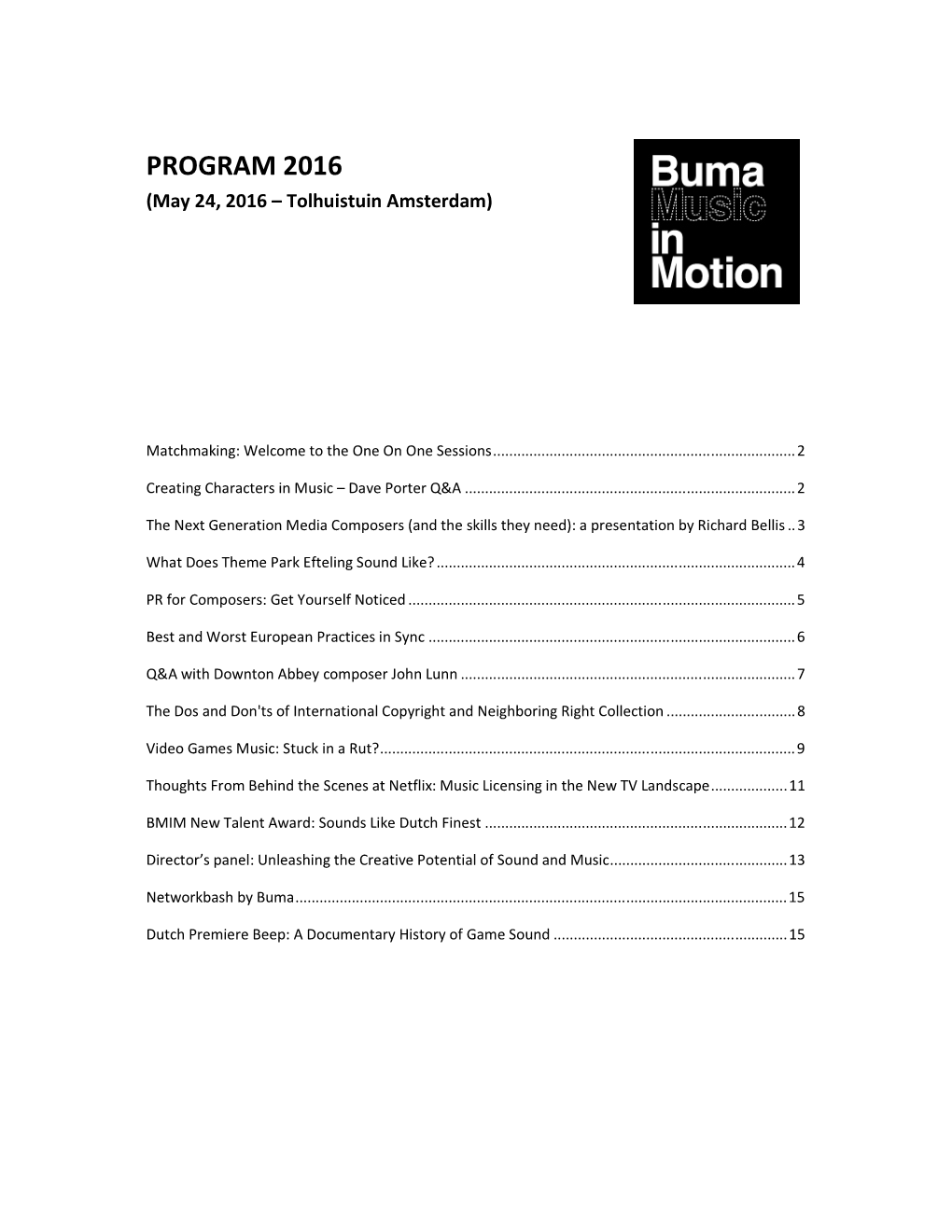 Program BMIM 2016