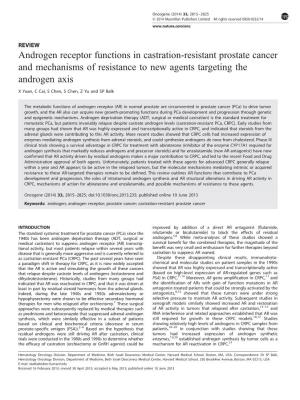 Androgen Receptor Functions in Castration-Resistant Prostate Cancer and Mechanisms of Resistance to New Agents Targeting the Androgen Axis