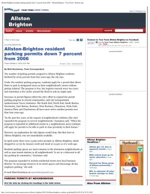 Allston-Brighton Resident Parking Permits Down 7 Percent from 2006 - Allston Brighton - Your Town - Boston.Com