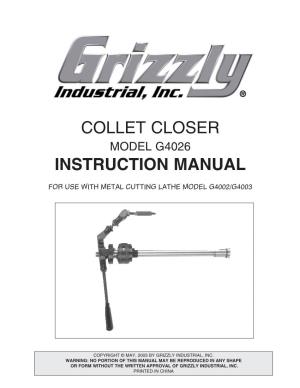 Collet Closer Instruction Manual