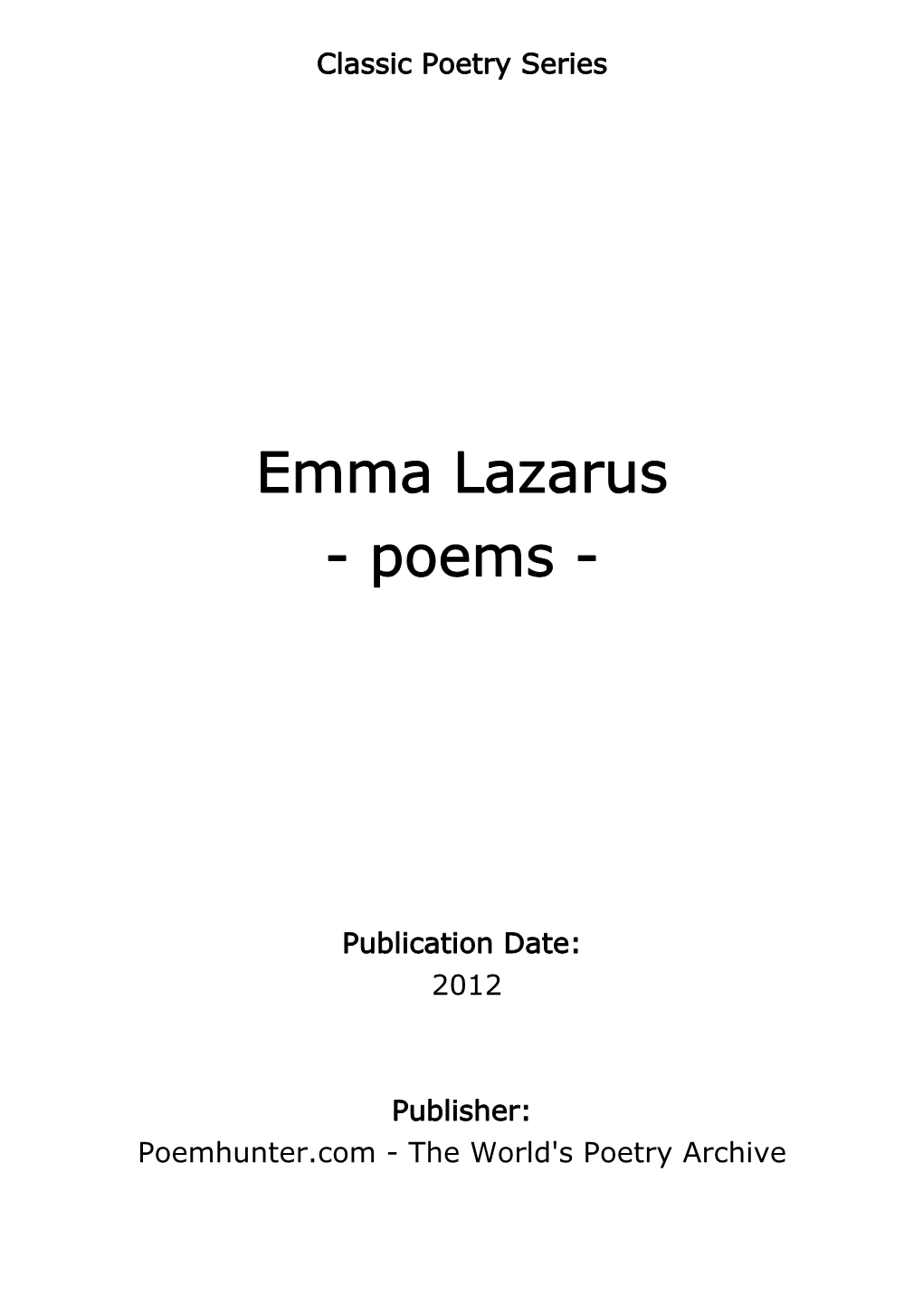 Emma Lazarus - Poems