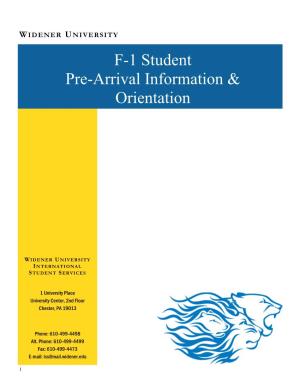 F-1 Student Pre-Arrival Information & Orientation
