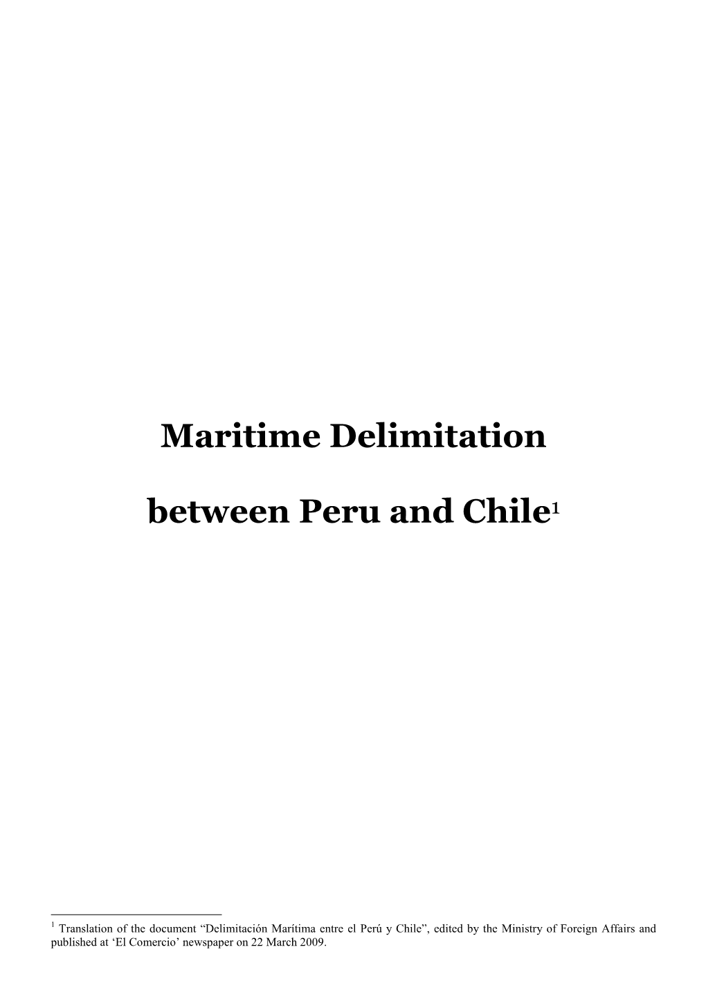 Maritime Delimitation Between Peru and Chile