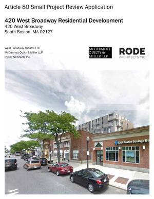 Article 80 Small Project Review Application 420 West Broadway