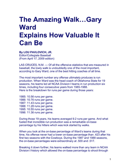The Amazing Walk…Gary Ward Explains How Valuable It Can Be
