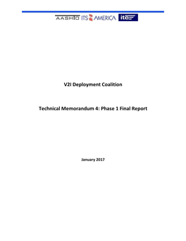 V2I Deployment Coalition Technical Memorandum 4: Phase 1 Final Report