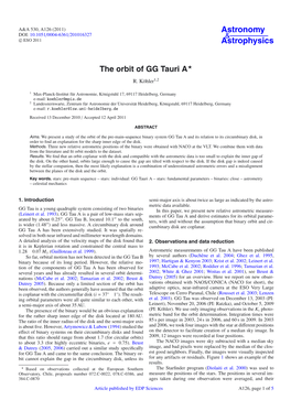 The Orbit of GG Tauri A⋆