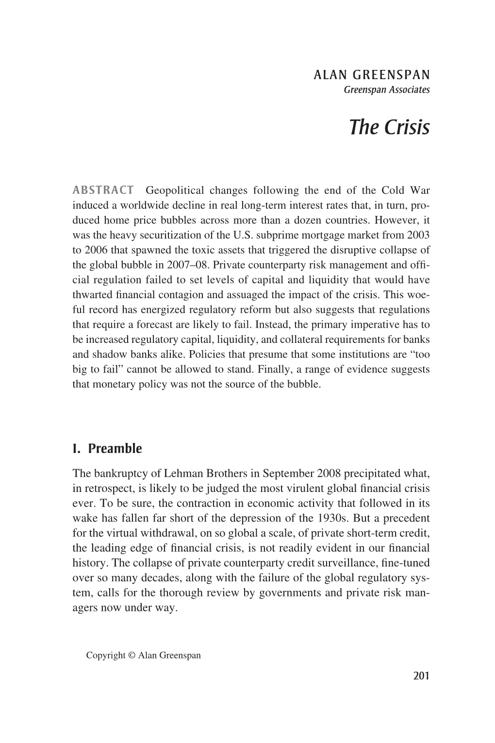 The Crisis (Brookings Papers on Economic