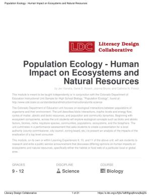 Population Ecology - Human Impact on Ecosystems and Natural Resources
