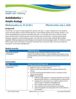 Antidiabetics – Amylin Analogs Medical Policy No