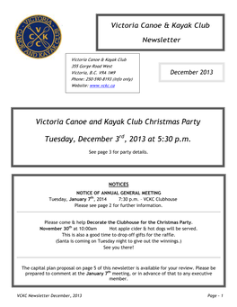 VCKC Newsletter 2013 December