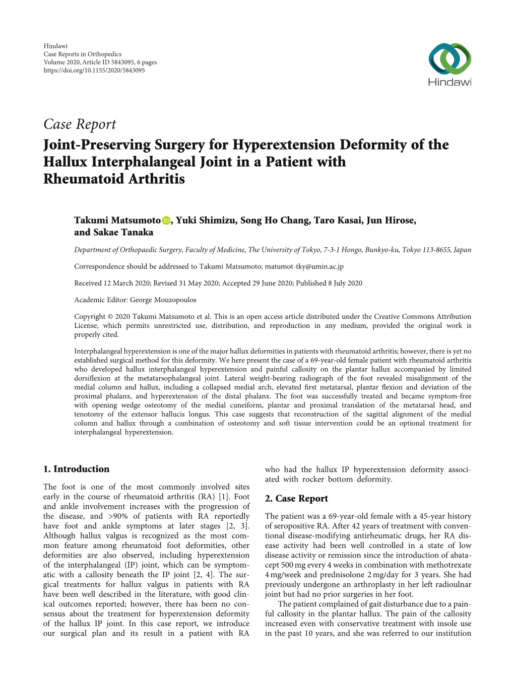 Joint-Preserving Surgery for Hyperextension Deformity of the Hallux Interphalangeal Joint in a Patient with Rheumatoid Arthritis