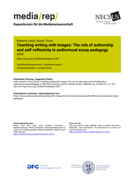 Teaching Writing with Images: the Role of Authorship and Self-Reflexivity in Audiovisual Essay Pedagogy