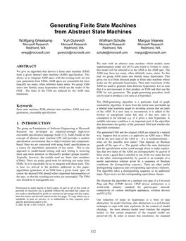 Generating Finite State Machines from Abstract State Machines