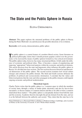 The State and the Public Sphere in Russia