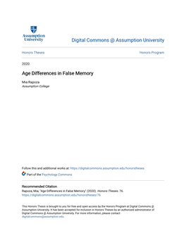 Age Differences in False Memory