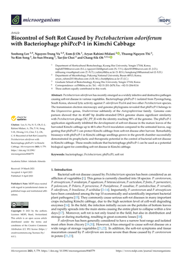 Biocontrol of Soft Rot Caused by Pectobacterium Odoriferum with Bacteriophage Phipccp-1 in Kimchi Cabbage