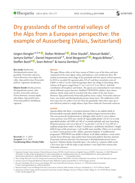 Dry Grasslands of the Central Valleys of the Alps from a European Perspective: the Example of Ausserberg (Valais, Switzerland)