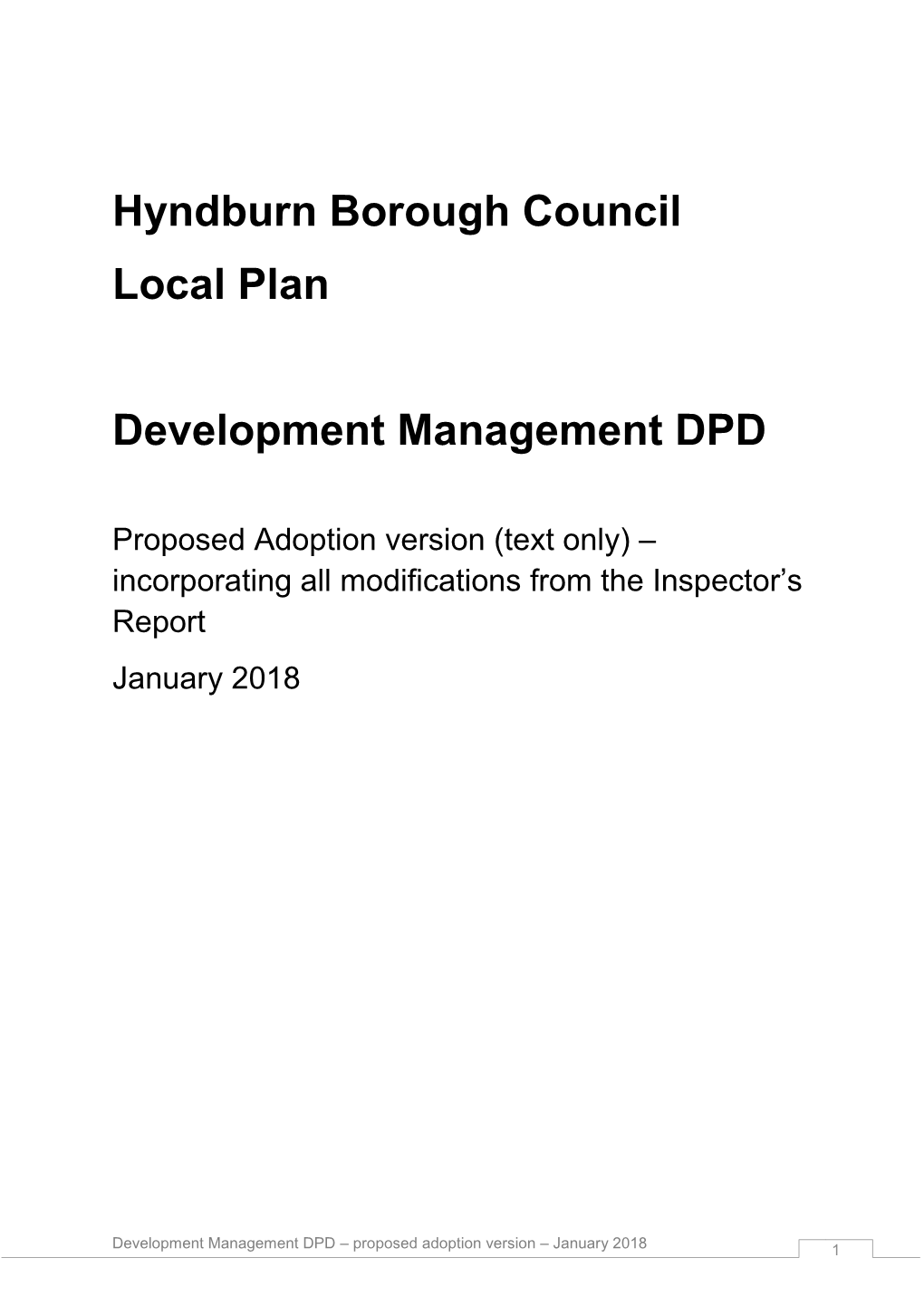 Hyndburn Borough Council Local Plan Development Management