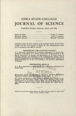 JOURNAL of SCIENCE Published October, January, April, and July