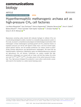 Hyperthermophilic Methanogenic Archaea Act As High-Pressure CH4 Cell Factories
