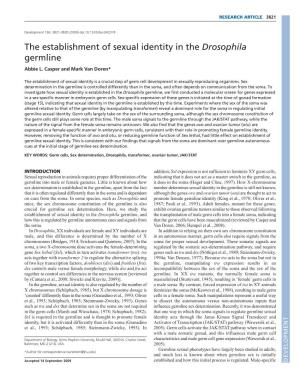 The Establishment of Sexual Identity in the Drosophila Germline Abbie L