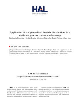 Application of the Generalized Lambda Distributions in a Statistical Process Control Methodology