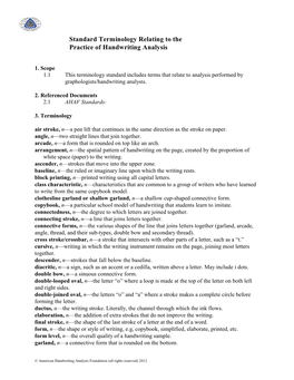 Terminology Relating to the Practice of Handwriting Analysis