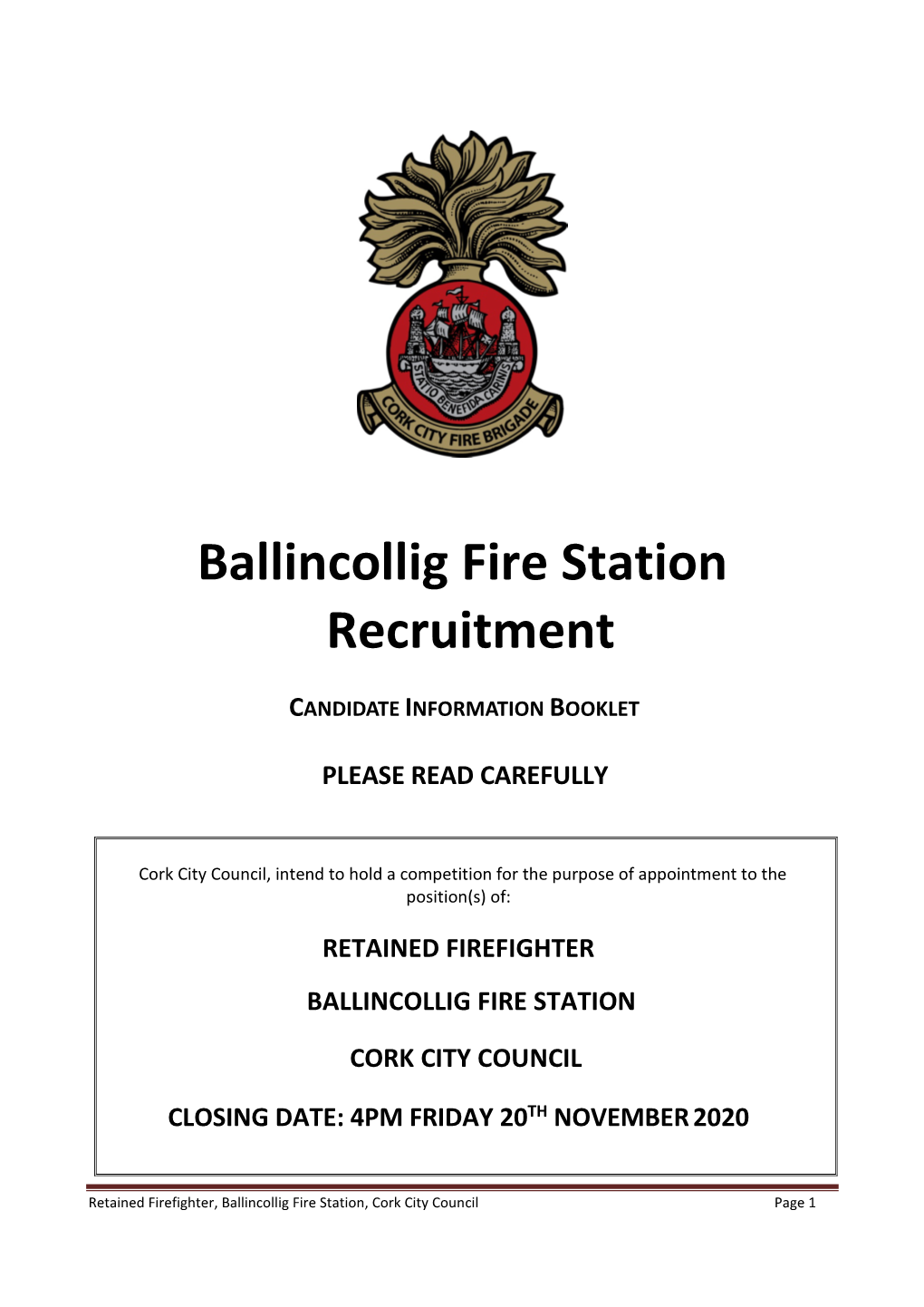 Ballincollig Fire Station Recruitment
