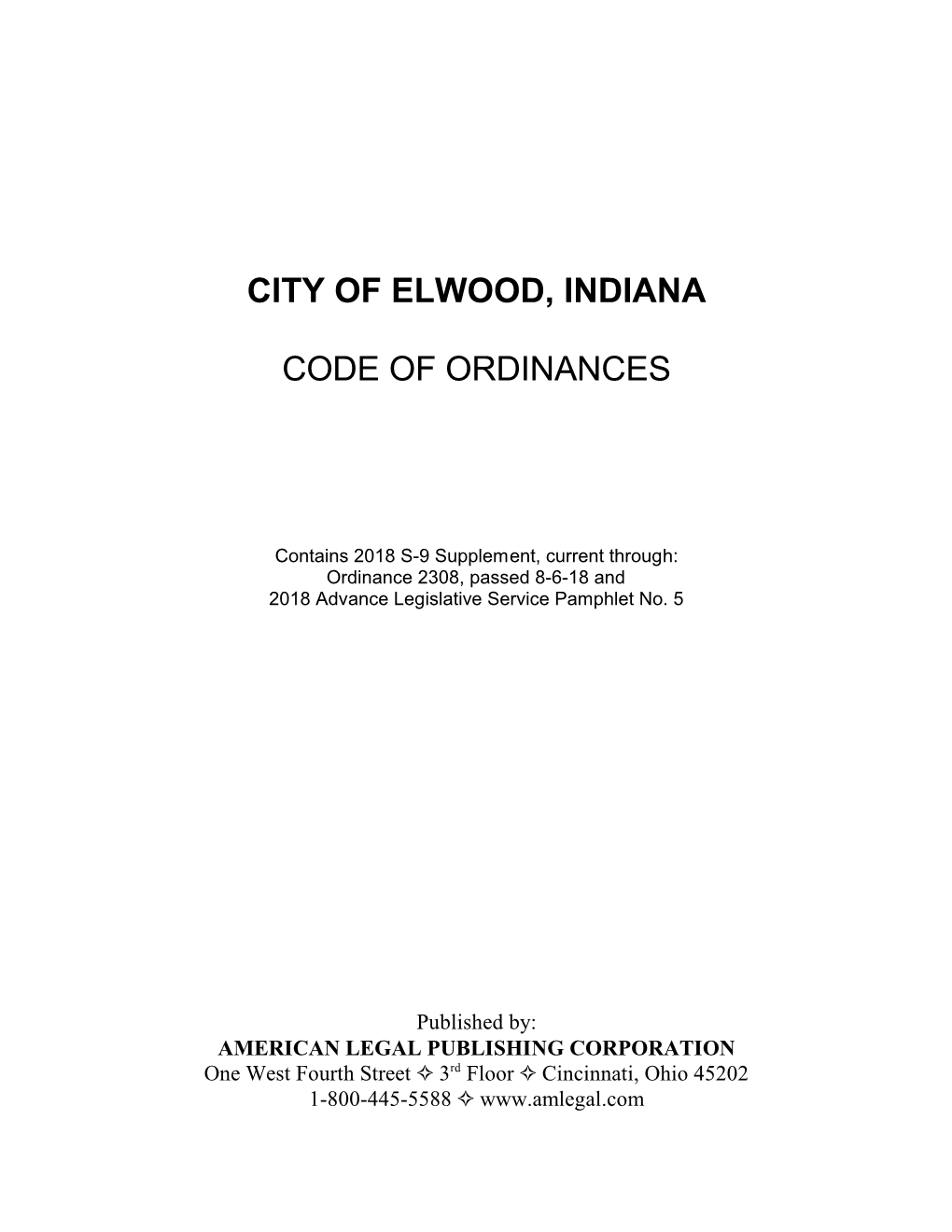 City of Elwood, Indiana Code of Ordinances