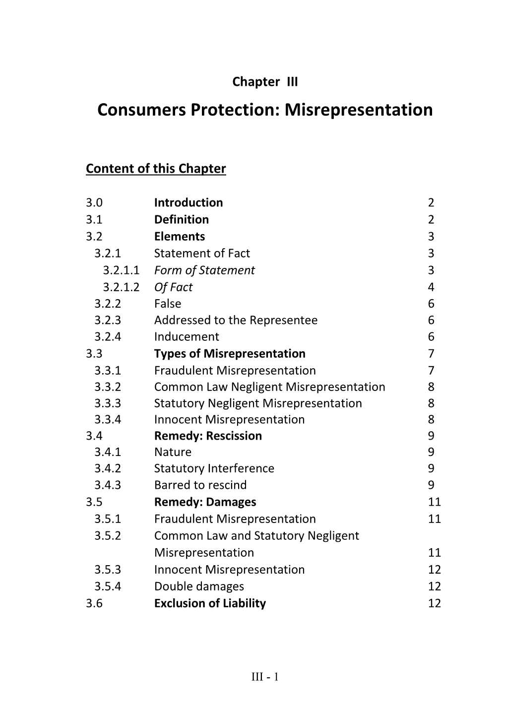 Misrepresentation