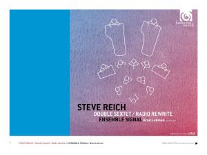 Steve Reich DOUBLE SEXTET / RADIO REWRITE Ensemble Signal Brad Lubman Conductor