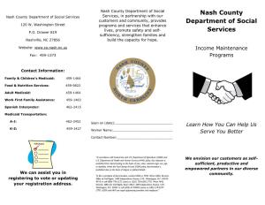 Nash County Department of Social Services Services, in Partnership with Our Customers and Community, Provides Department of Social 120 W