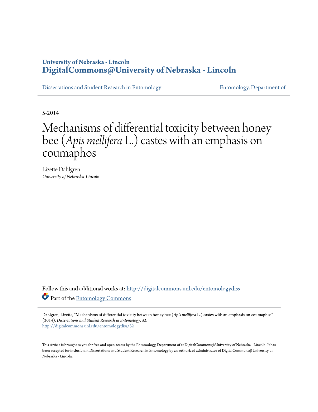 Mechanisms of Differential Toxicity Between Honey Bee (<I>Apis