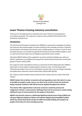 Lower Thames Crossing Statutory Consultation