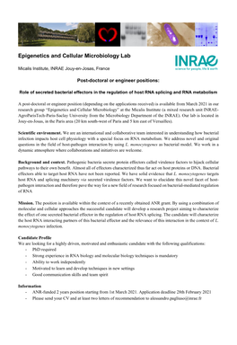 Epigenetics and Cellular Microbiology Lab