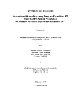 Environmental Evaluation International Ocean Discovery